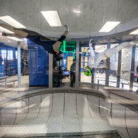 The wind tunnel skydiving chamber.