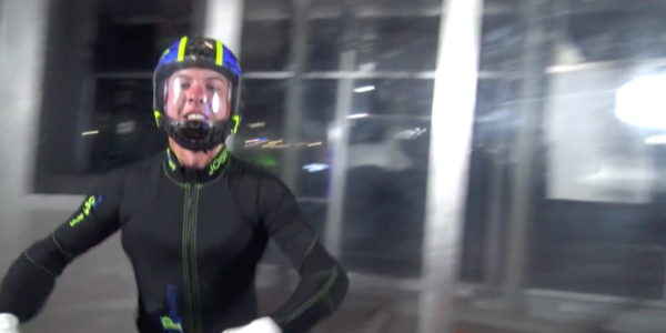 Young man indoor skydiving at Paraclete XP SkyVenture